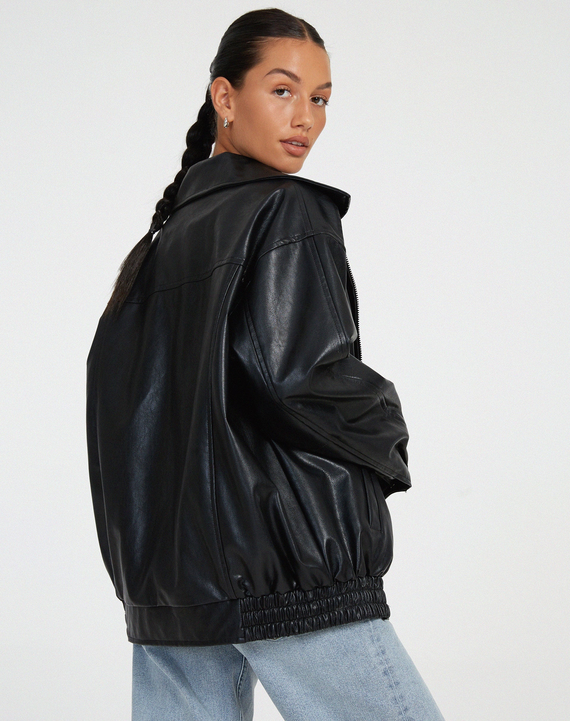 CURVYZ | Leila Oversized Losse Leren Jasje