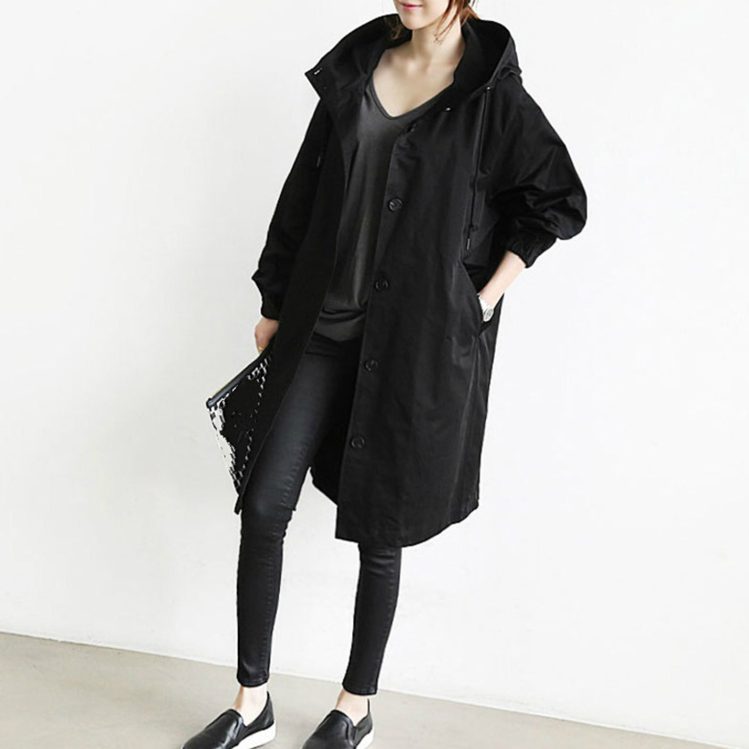Maëlle | Lange Trenchcoat met Capuchon – Waterdicht & Elegant