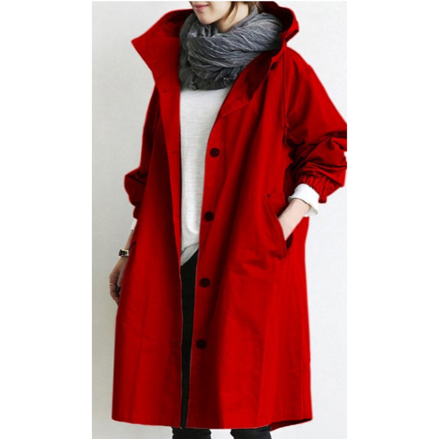 Maëlle | Lange Trenchcoat met Capuchon – Waterdicht & Elegant