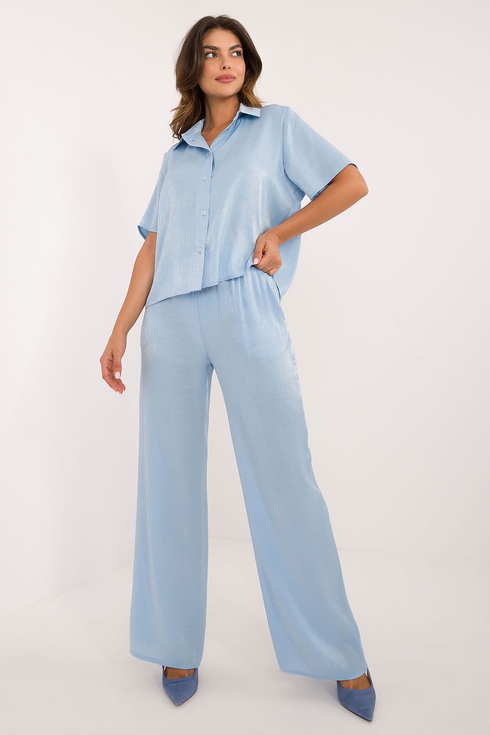 Noelle - Luxe Satijnen Set met Blouse en Wijde Broek